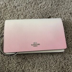 NWT COACH F67504 Hayden Pink White Ombre Crossgrain Leather Crossbody Clutch